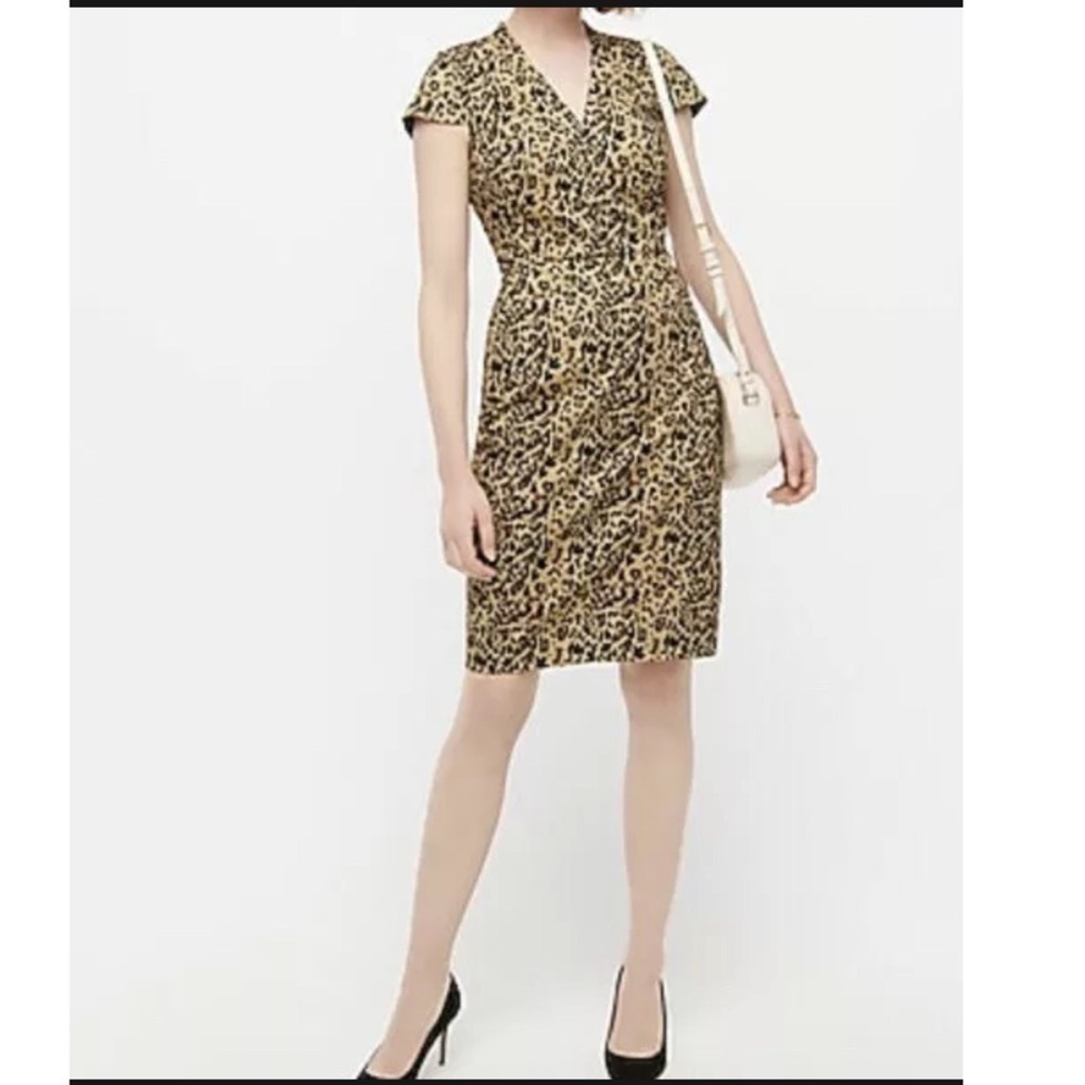 J. CREW Leopard Print V-Neck Sheath Dress Sz 4